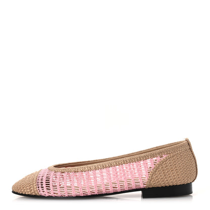 Chanel Raffia Cap Toe Ballerina Flats 40 Pink Beige 1 of 11