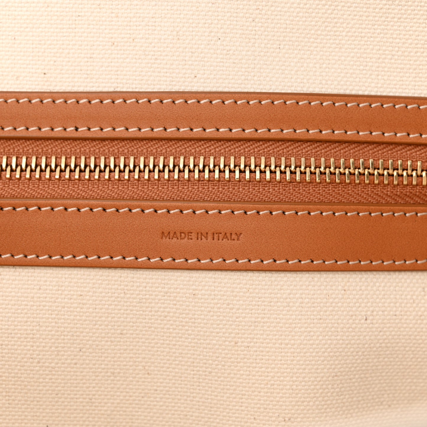 Canvas Calfskin Logo Print Horizontal Cabas Natural Tan