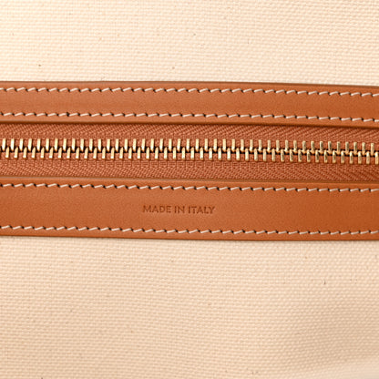Celine Canvas Calfskin Logo Print Horizontal Cabas Natural Tan 7 of 11