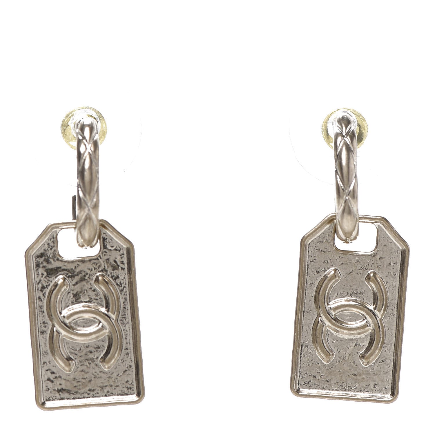 Chanel CC Tag Drop Earrings Gold 1 of 5