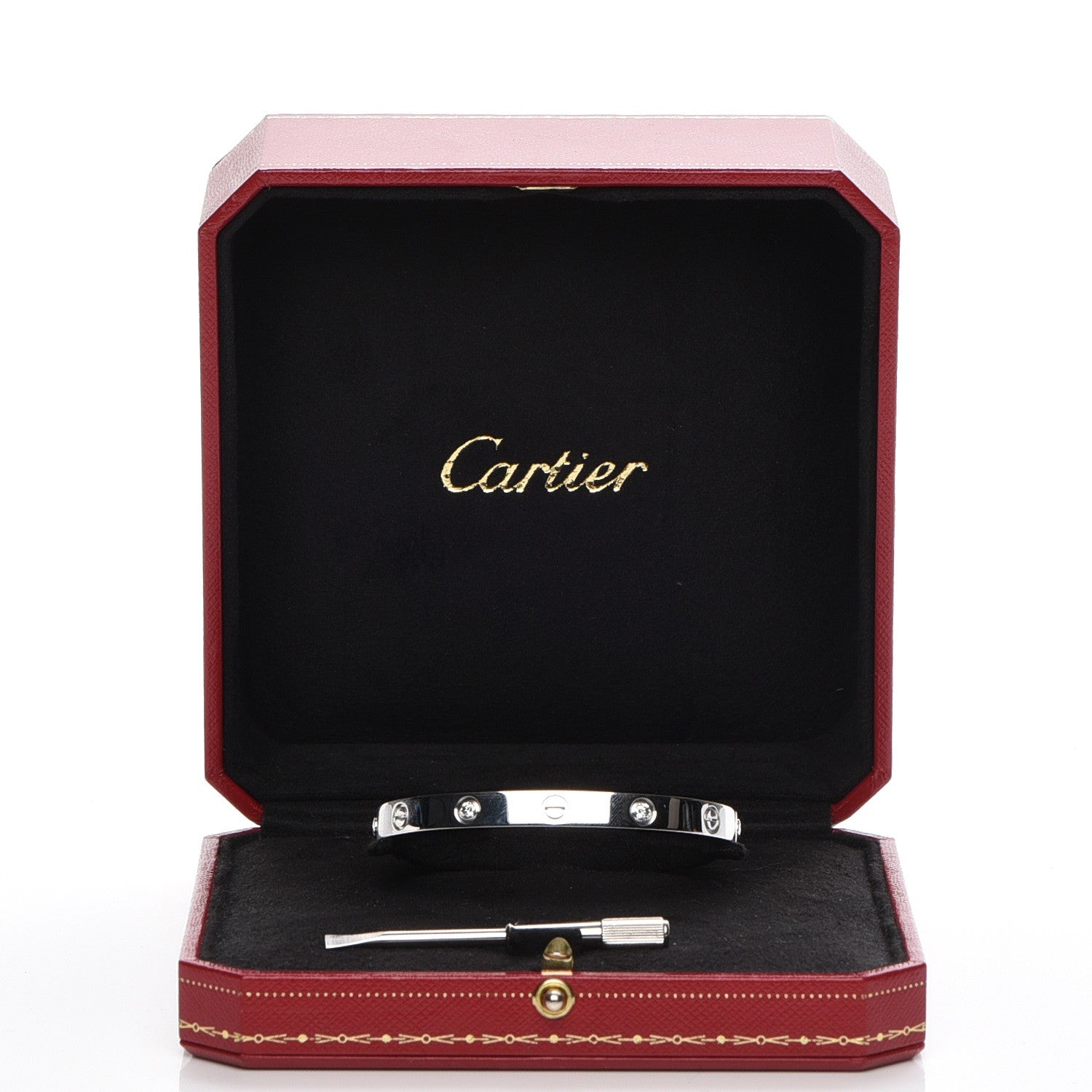 Cartier 18K White Gold 4 Diamond LOVE Bracelet 17 7 of 7