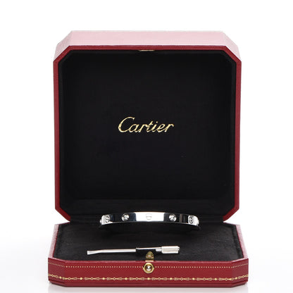 Cartier 18K White Gold 4 Diamond LOVE Bracelet 17 7 of 7