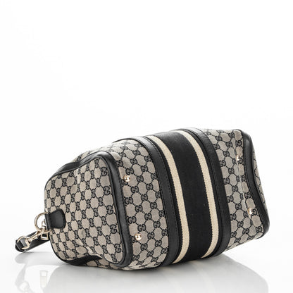 Gucci Monogram Vintage Web Medium Boston Navy 4 of 7