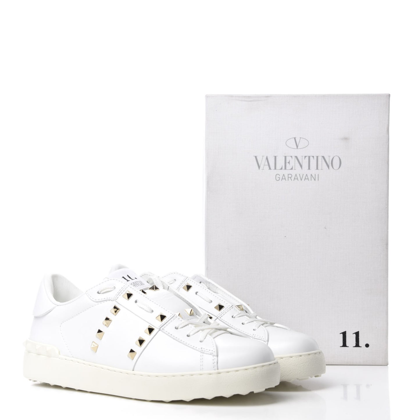 Calfskin Womens Rockstud Untitled Open Sneakers 41.5 White