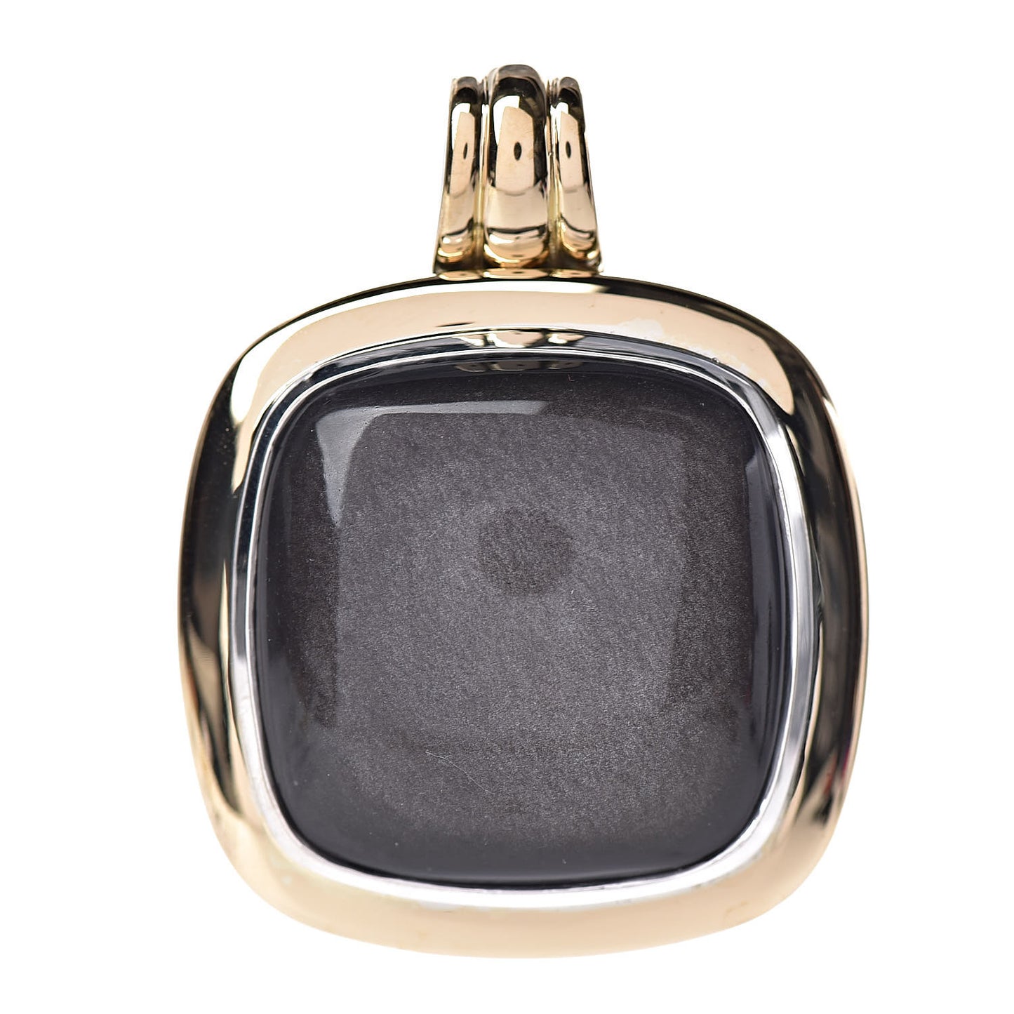 Sterling Silver 18K Yellow Gold Obsidian 27mm Albion Enhancer Pendant