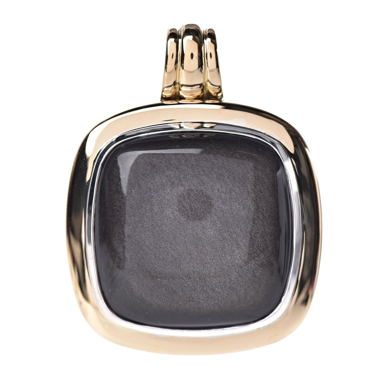 David Yurman Sterling Silver 18K Yellow Gold Obsidian 27mm Albion Enhancer Pendant 1 of 3