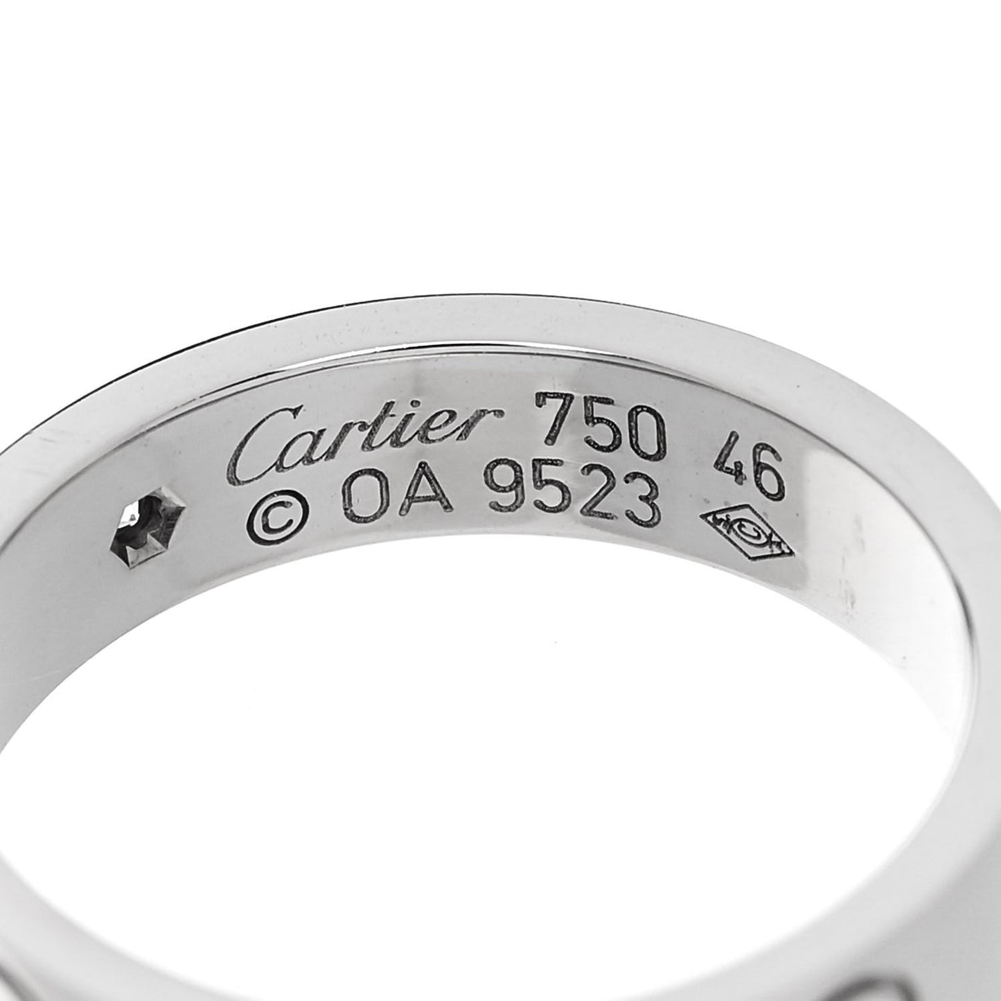 18K White Gold Diamond 4mm LOVE Wedding Band Ring 46 3.75