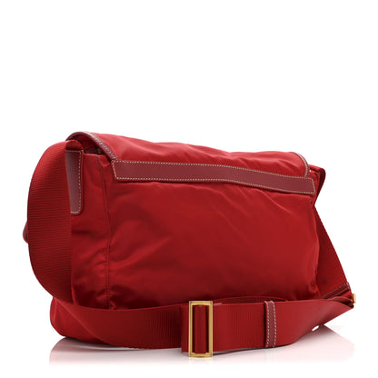 Prada Tessuto Nylon Saffiano Messenger Bag Red 3 of 12