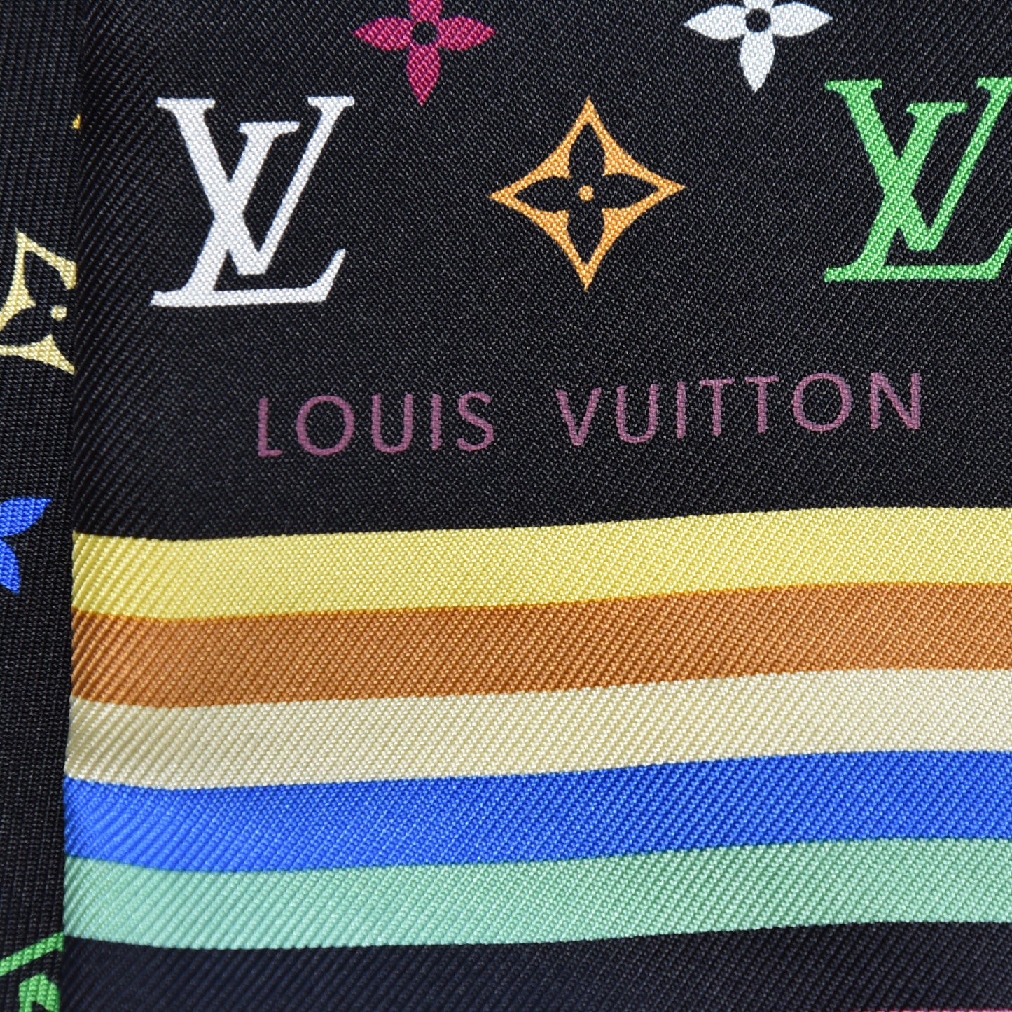 Silk Monogram Multicolor Bandeau Black