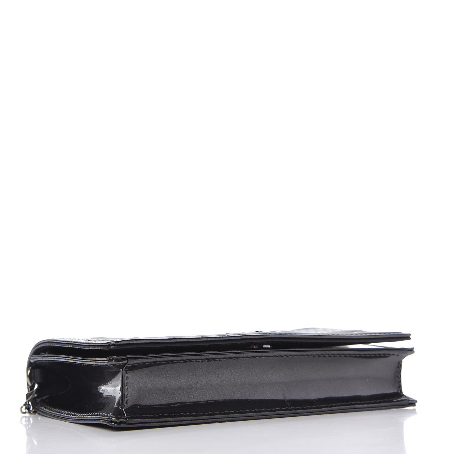 Christian Dior Metallic Patent Micro-Cannage Diorama Wallet on Chain Pouch Onyx Black 4 of 9