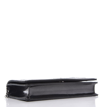 Christian Dior Metallic Patent Micro-Cannage Diorama Wallet on Chain Pouch Onyx Black 4 of 9
