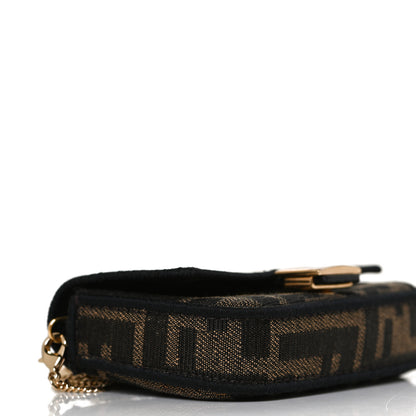 Fendi Fabric Jacquard FF 1974 Nano Baguette Charm Tobacco Moro Black 8 of 12