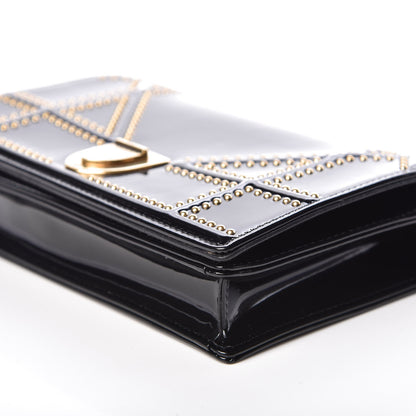 Christian Dior Patent Studded Diorama Wallet on Chain Pouch Black 6 of 9