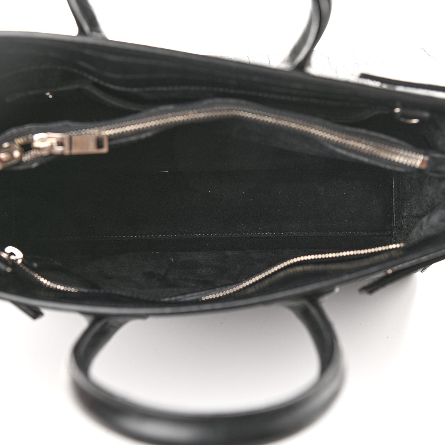 Saint Laurent Calfskin Crocodile Embossed Small Sac de Jour Black 4 of 14
