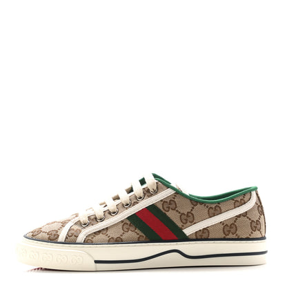 Gucci GG Monogram Web Womens 1977 Tennis Sneakers 38 Beige Ebony Mystic White 1 of 7