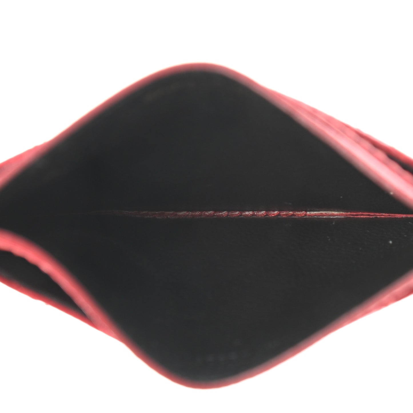 Grain De Poudre Matelasse Chevron Monogram Credit Card Case Bandana Red