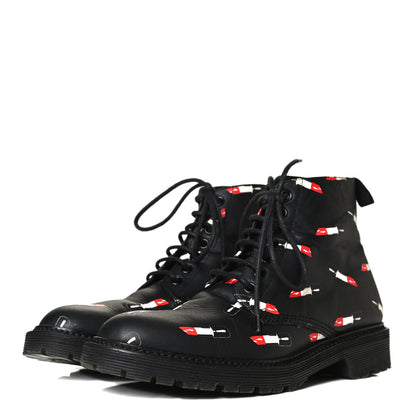Saint Laurent Smooth Calfskin Rangers Boots 37 Black Red 5 of 22