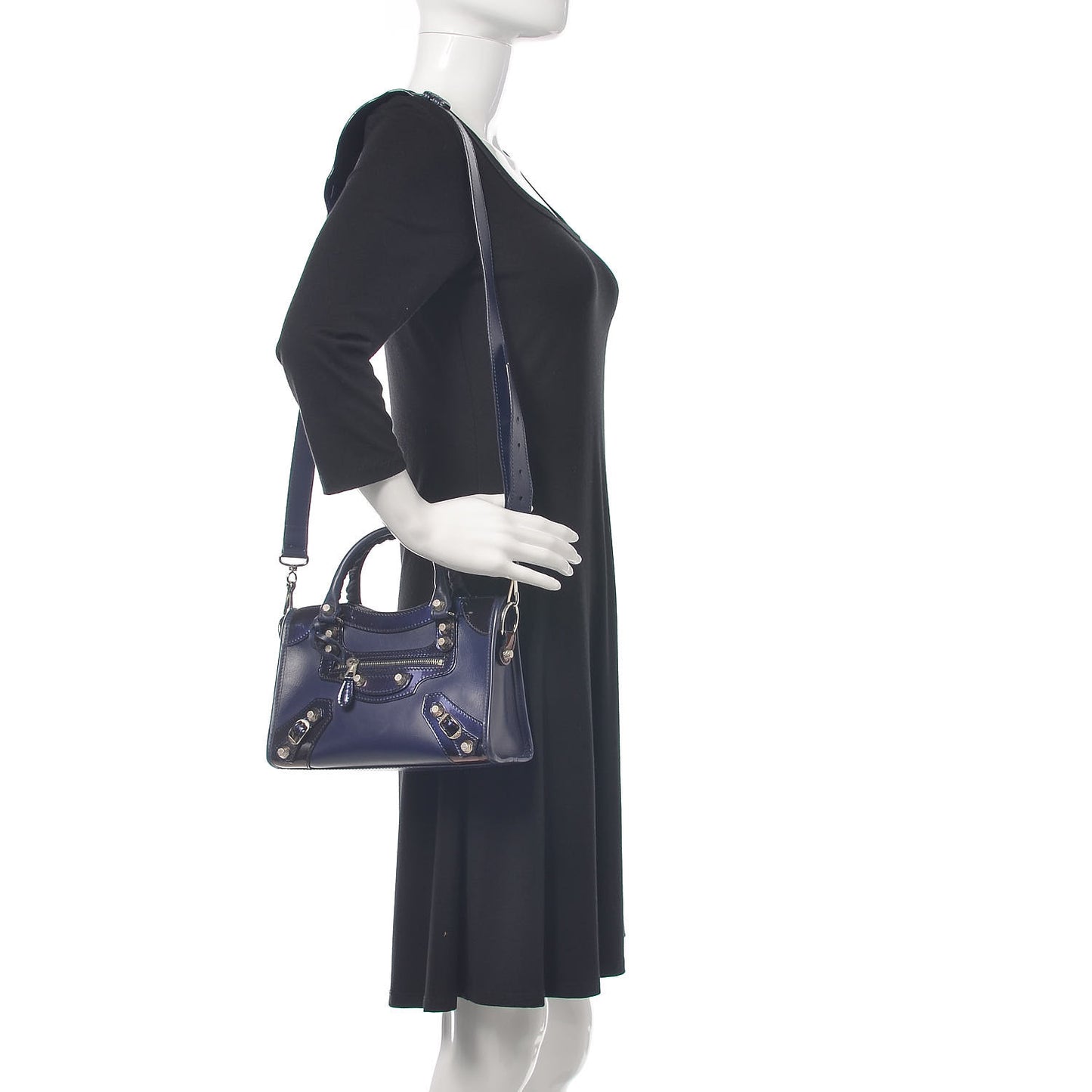 Smooth Calfskin Metallic Patent Giant 12 Silver Hardware Mini City Ultraviolet