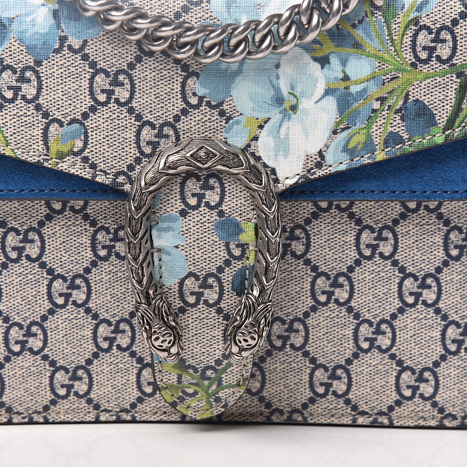 Gucci GG Supreme Monogram Blooms Mini Dionysus Shoulder Bag Beige Navy Vintage Blue 10 of 10