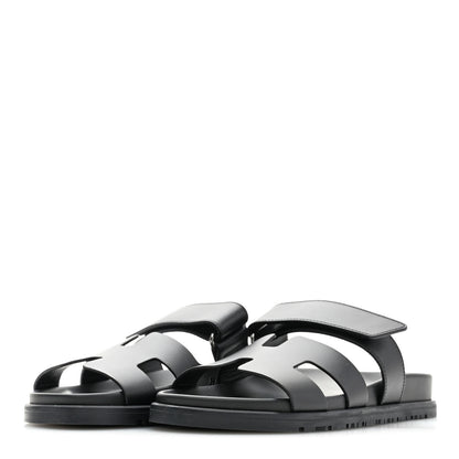 Hermes Calfskin Womens Chypre Sandals 35 Black 3 of 9