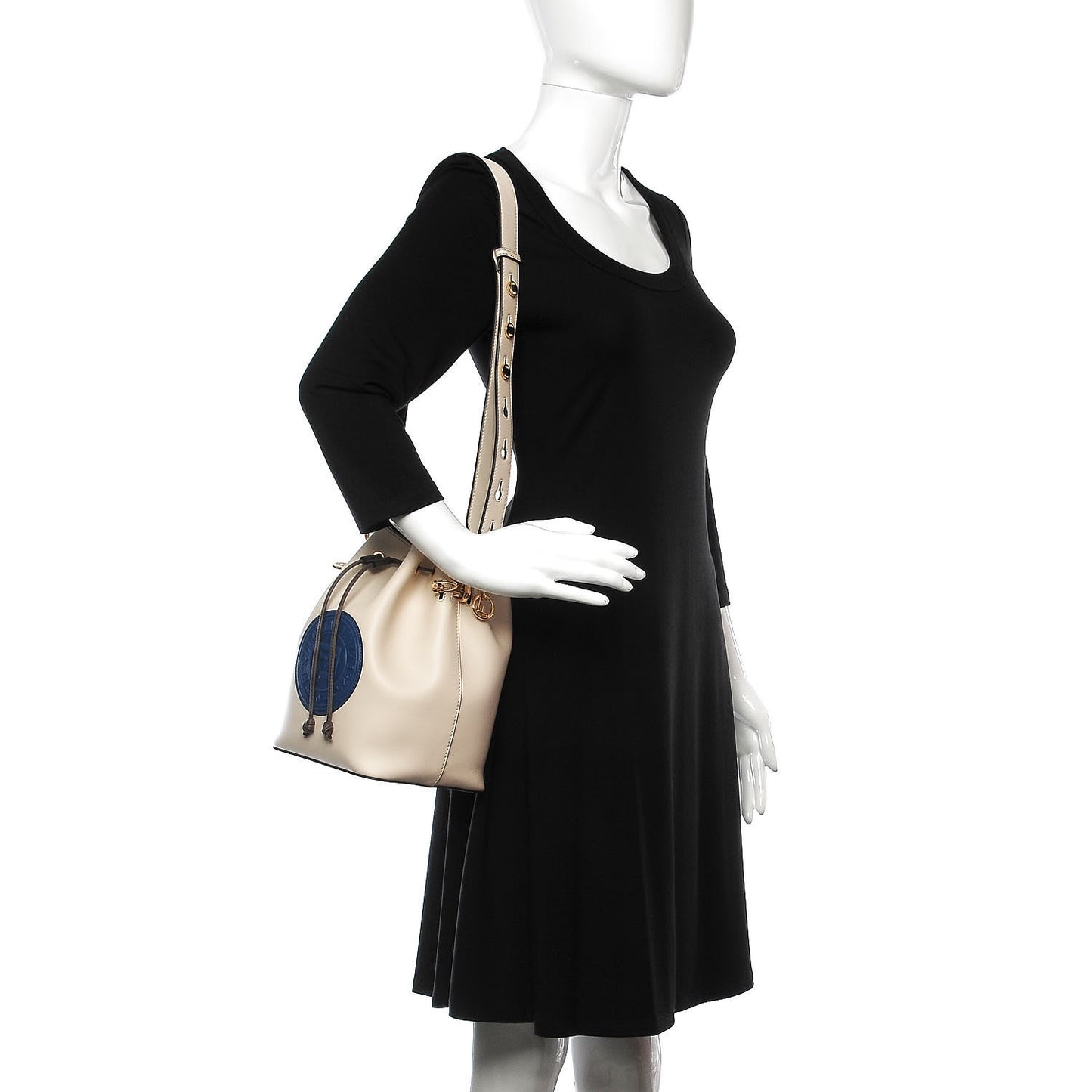Vitello Century Matte F is Fendi Stamp Patch Bi-Color Grande Mon Tresor Bucket Bag Camelia Moresco Iris