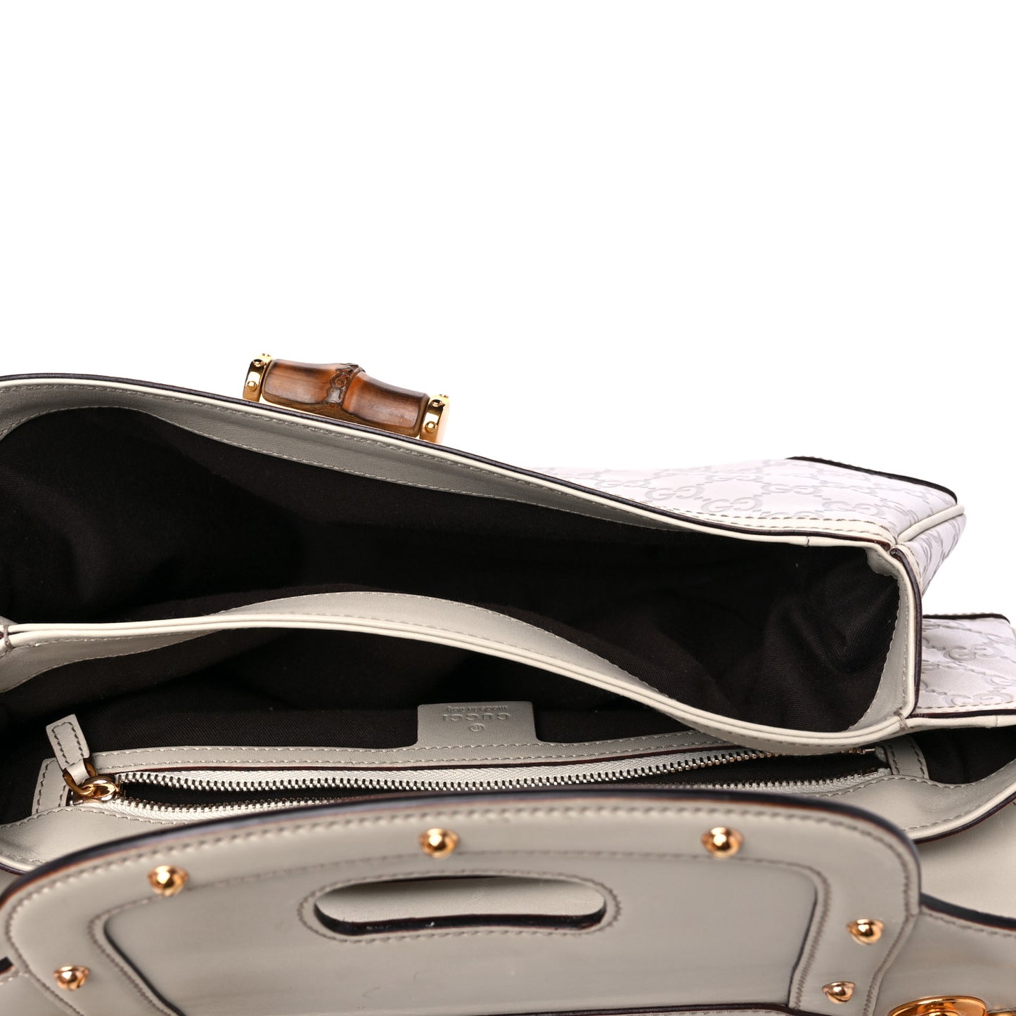 Guccissima Peggy Bamboo Top Handle Bag Mystic White