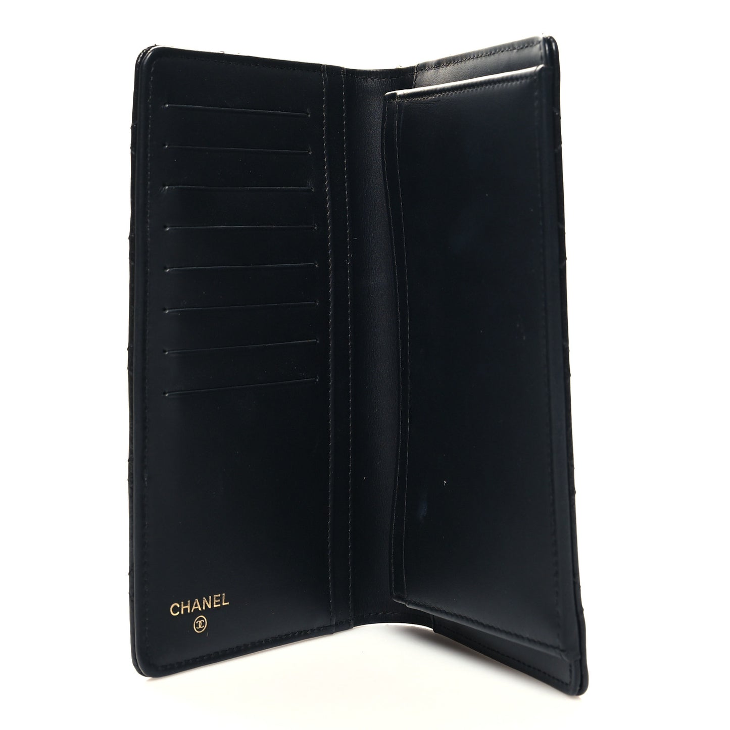 Patent Crumpled Calfskin Quilted Reissue 2.55 Yen Wallet Black