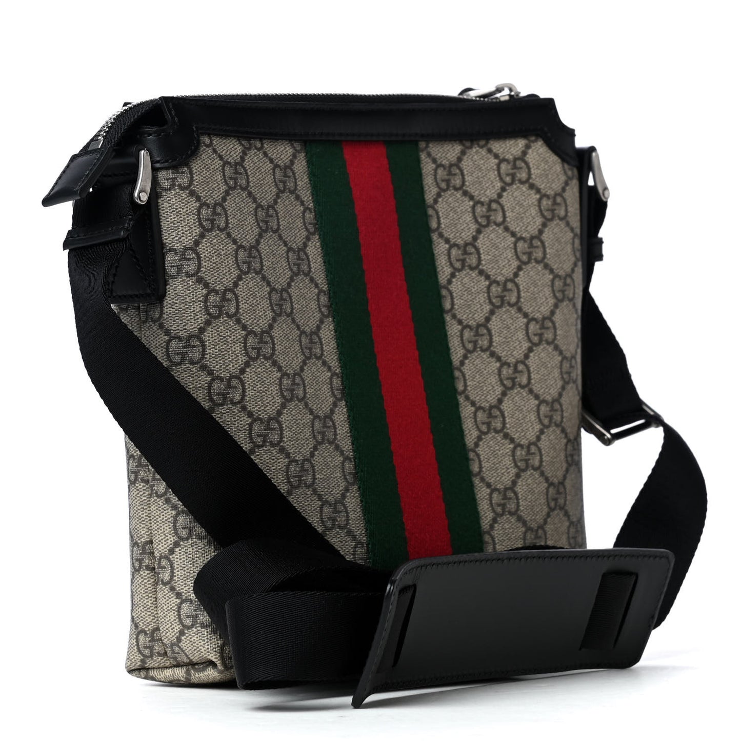 GG Supreme Monogram Web Messenger Bag Black