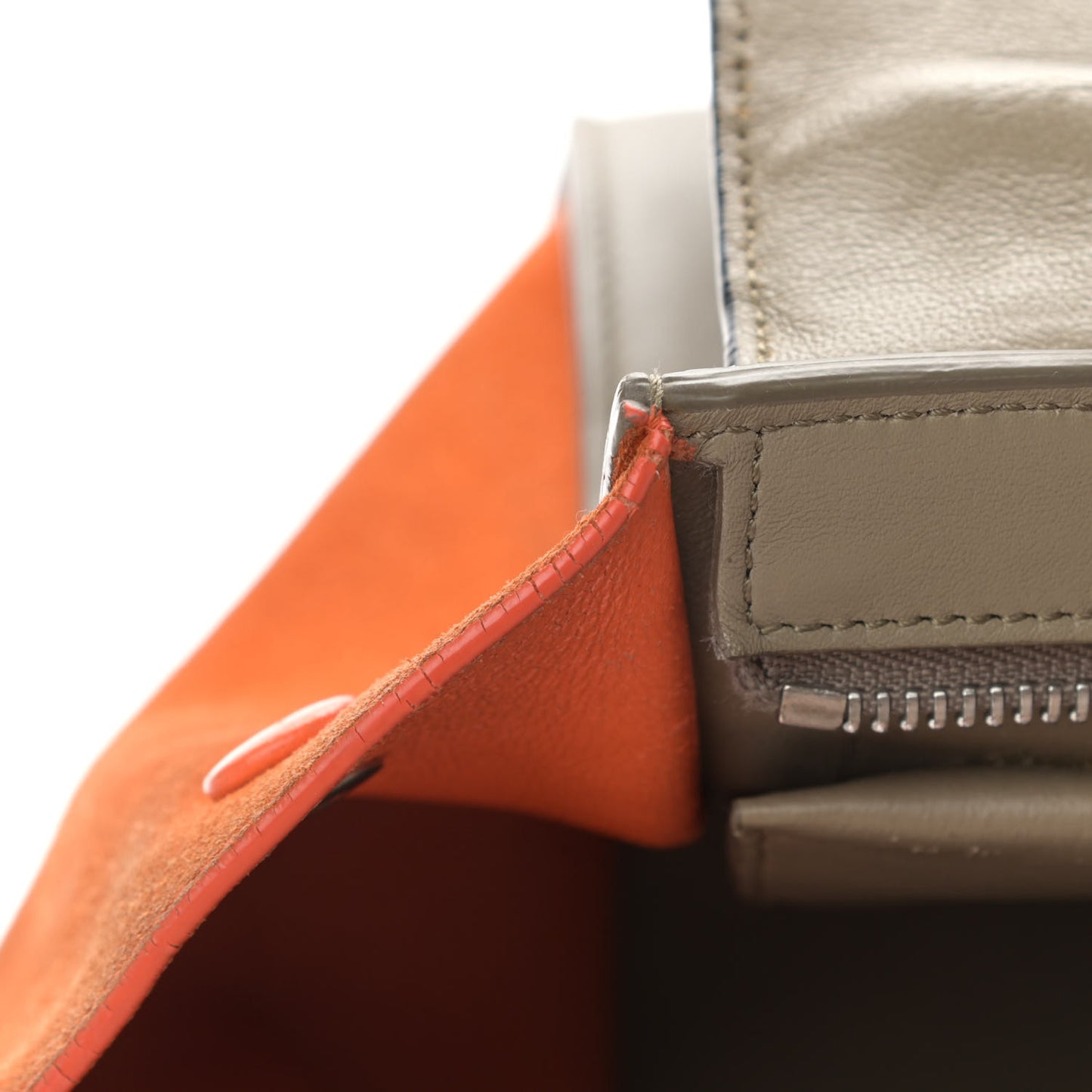 Smooth Calfskin Suede Small Tri-Color Trapeze Orange