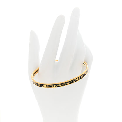 Hermes Enamel Printed Fantaisie d'Etriers Extra Narrow Bracelet 70 Black 2 of 5