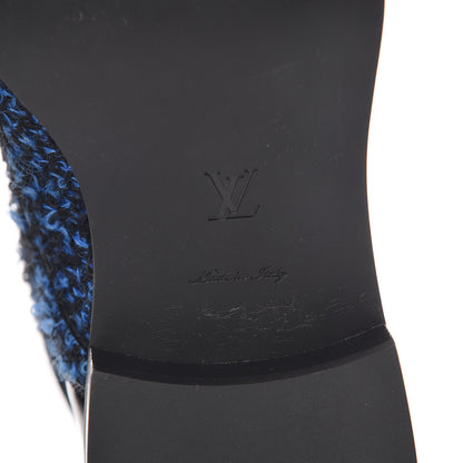 Louis Vuitton Tweed Calfskin Wonderland Ranger Boots 38.5 Blue Black 7 of 8