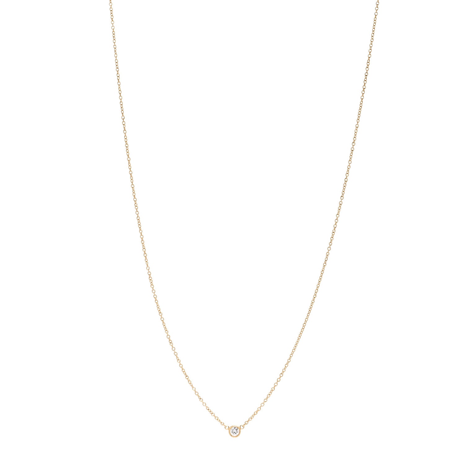 Tiffany 18K Yellow Gold Diamond .10ct Elsa Peretti Diamonds by the Yard Pendant Necklace 1 of 5