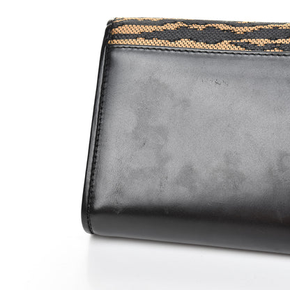 Christian Louboutin Calfskin Panama Tiger Riviera Clutch Black 17 of 17