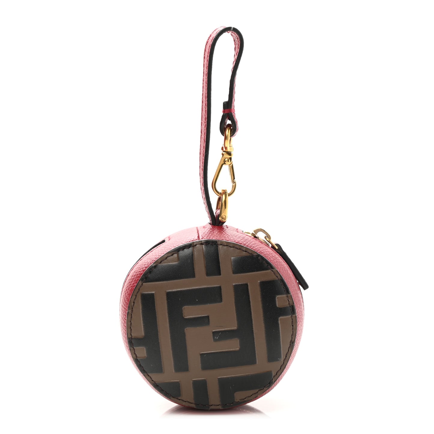 Calfskin FF 1974 Embossed Help Bag Charm Maya Black Red