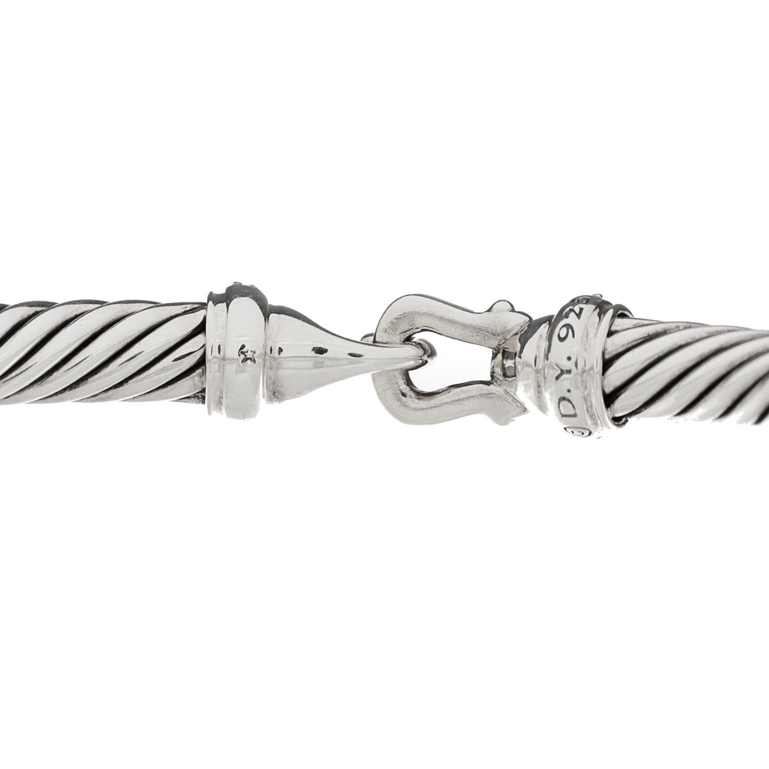 David Yurman Sterling Silver Diamond 5mm Cable Buckle Bracelet 3 of 4