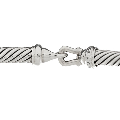 David Yurman Sterling Silver Diamond 5mm Cable Buckle Bracelet 3 of 4