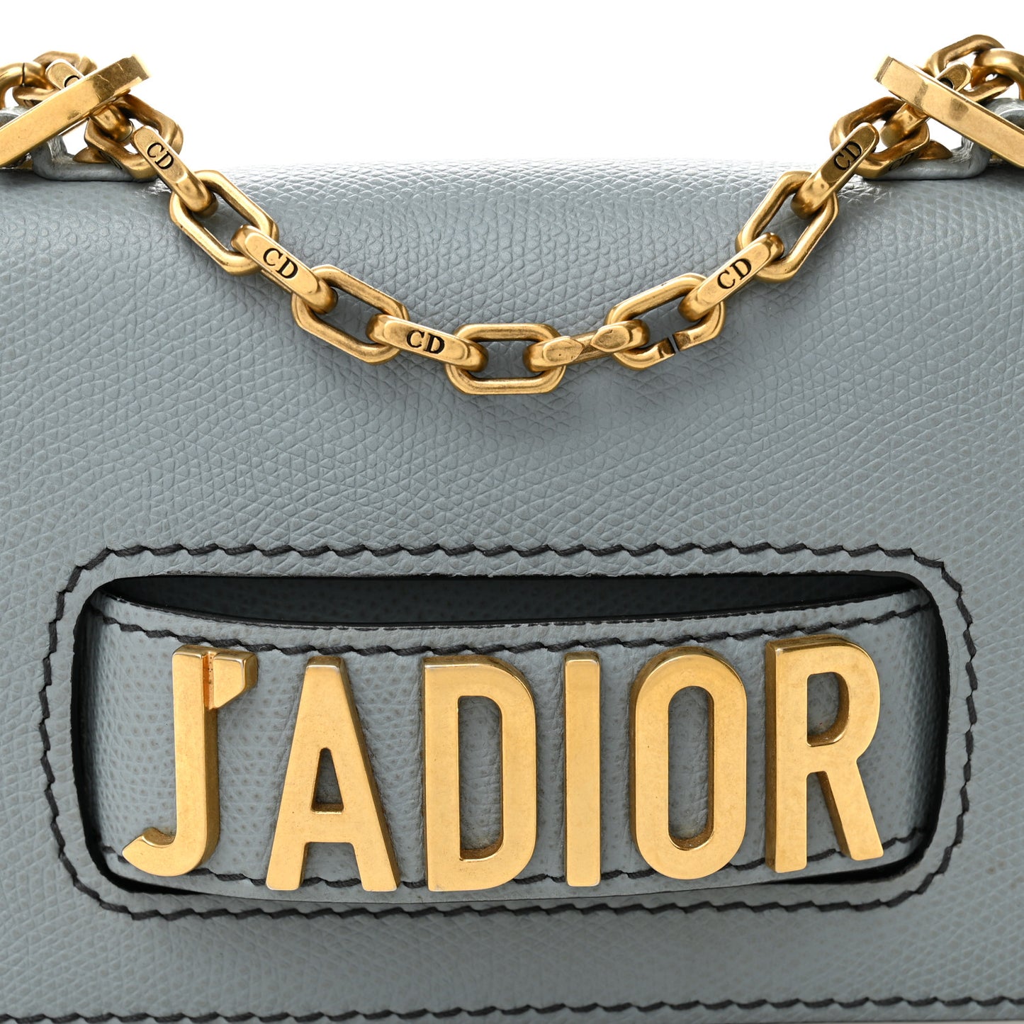 Grained Calfskin Mini J'Adior Chain Flap Bag Sky Blue