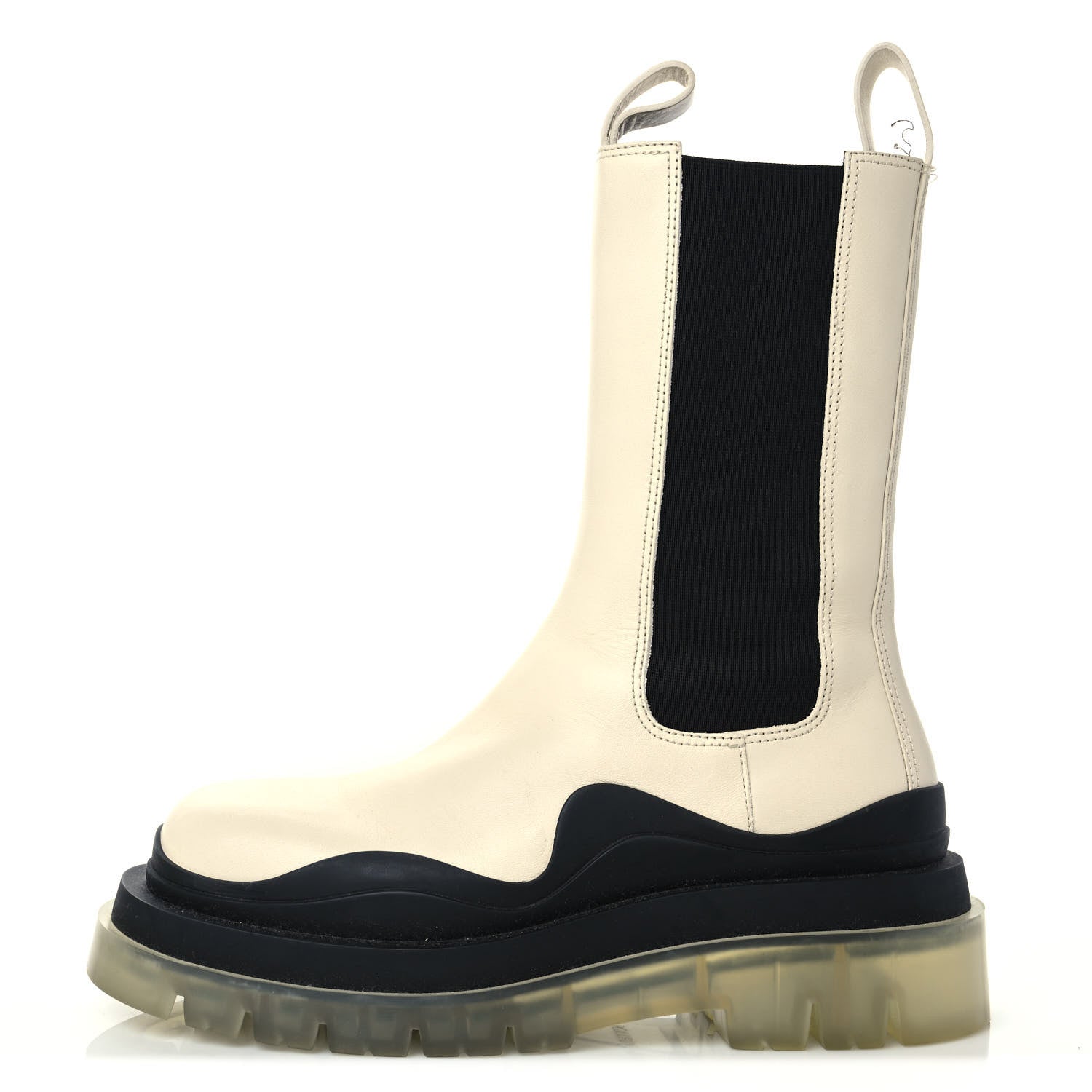 Bottega Veneta Calfskin The Tire Chelsea Boots 37 Wax Black Transparent 1 of 8