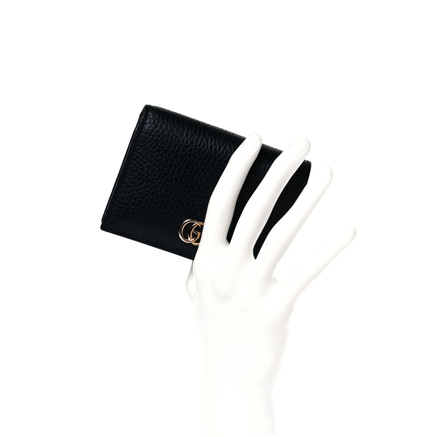 Pebbled Calfskin GG Marmont Card Case Black