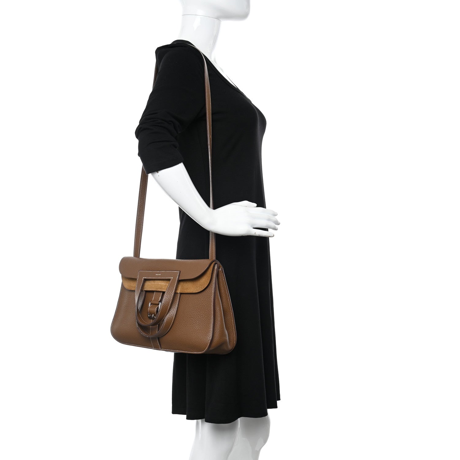 Hermes Taurillon Clemence Halzan 31 GM Etoupe 2 of 11