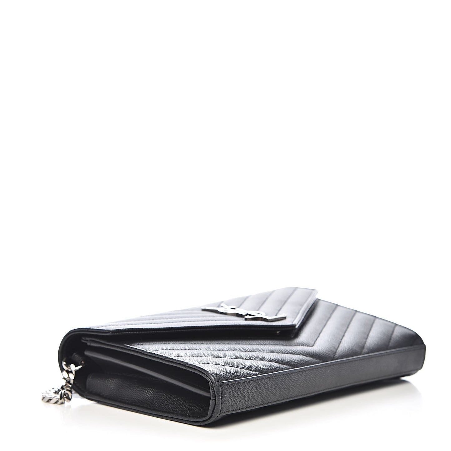 Grain De Poudre Matelasse Chevron Monogram Chain Wallet Black