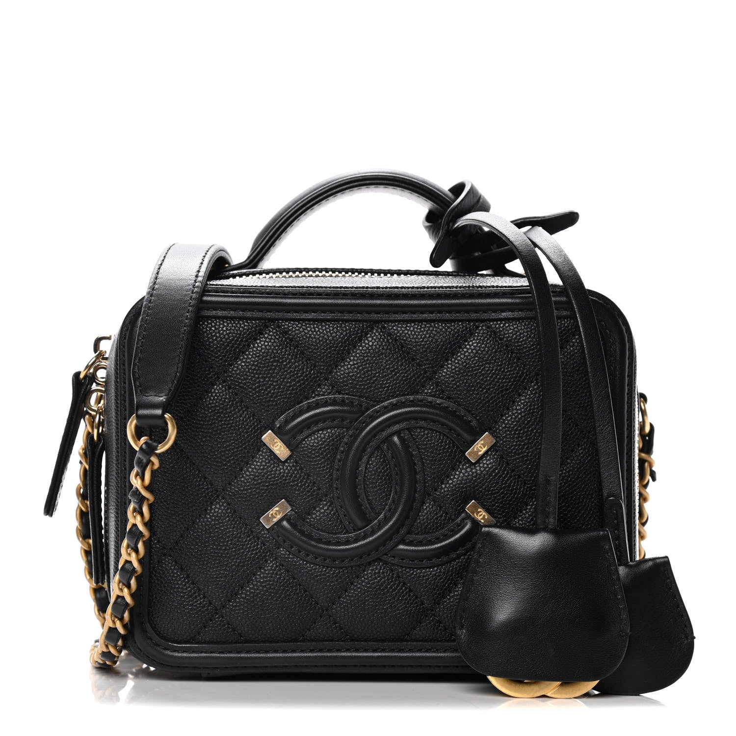 Chanel Caviar Quilted Small CC Filigree Vanity Case Black 1 of 12