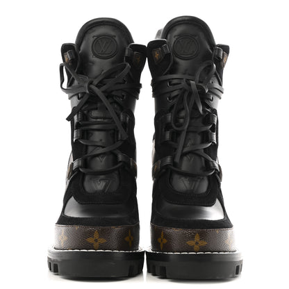 Louis Vuitton Suede Calfskin Monogram Star Trail Ankle Boots 38 Black 3 of 10