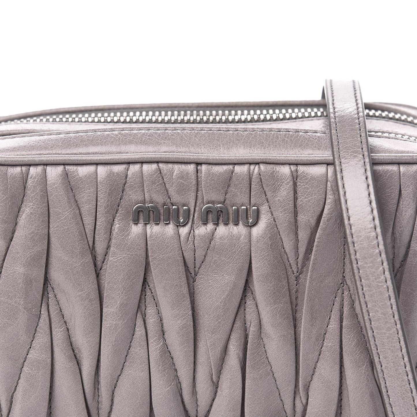 Vitello Lux Matelasse Double Zip Shoulder Bag Pomice