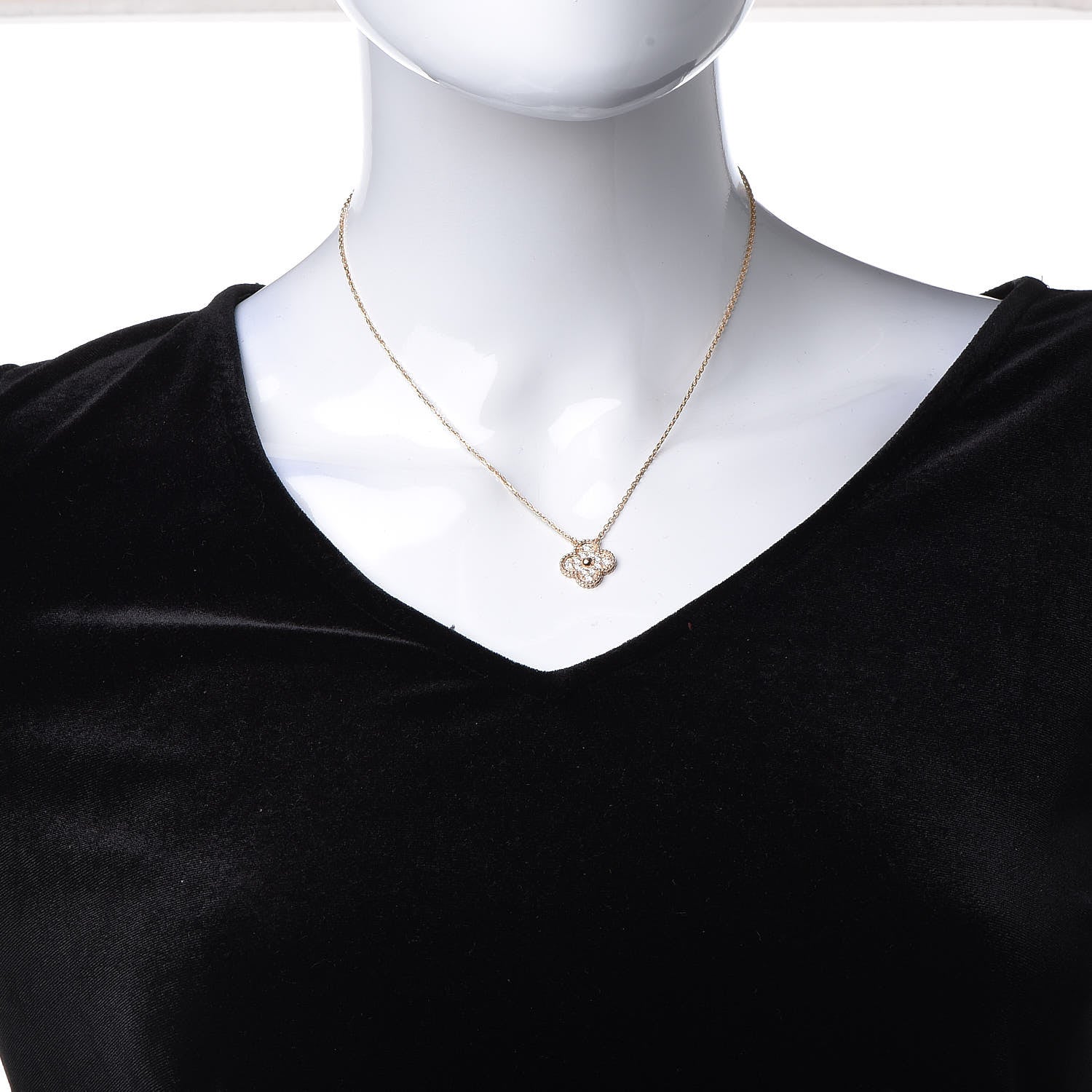 Van Cleef & Arpels 18K Rose Gold Diamond Vintage Alhambra Pendant Necklace 2 of 8