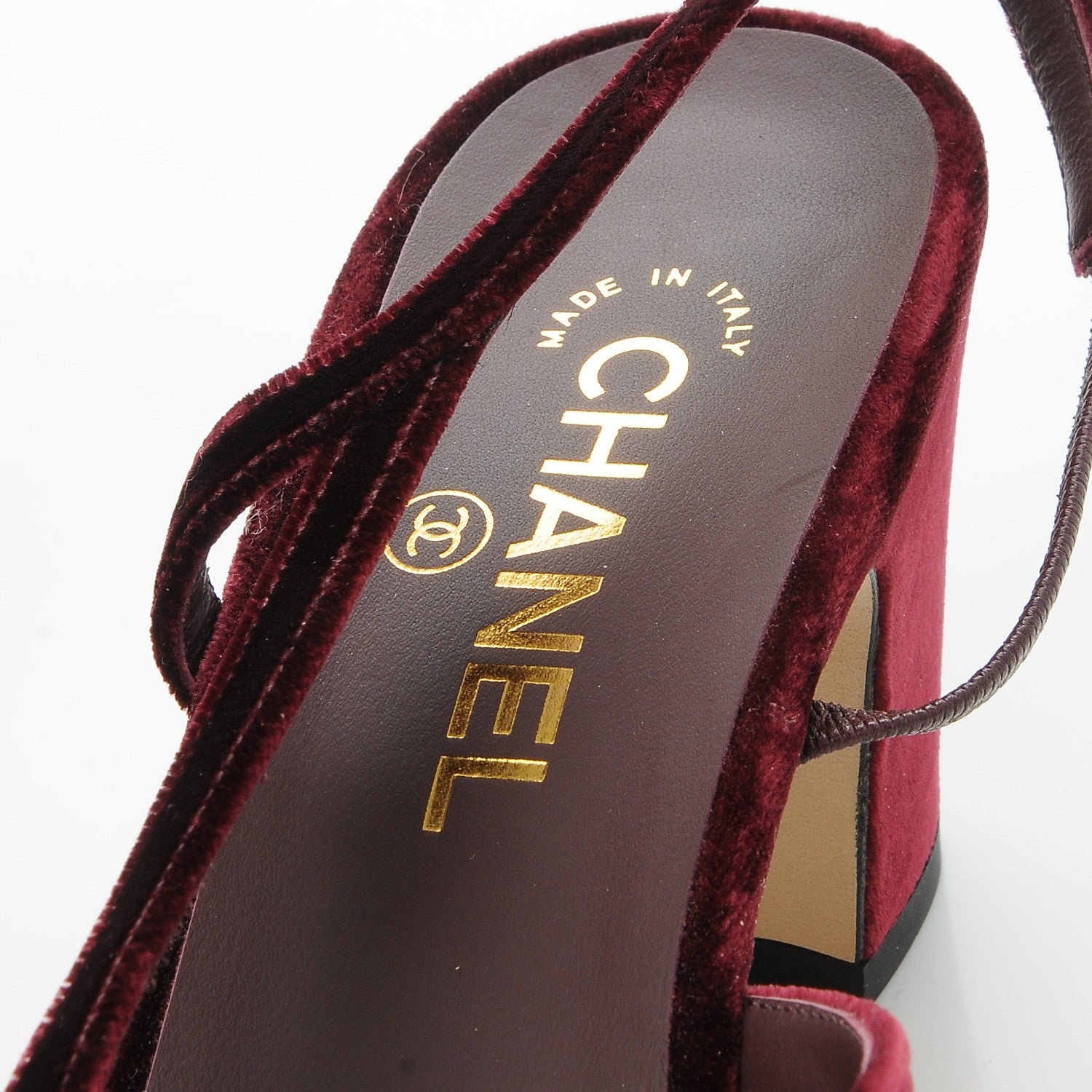 Chanel Velvet Grosgrain Cap Toe CC Slingback Pumps 40.5 Burgundy Black 7 of 9