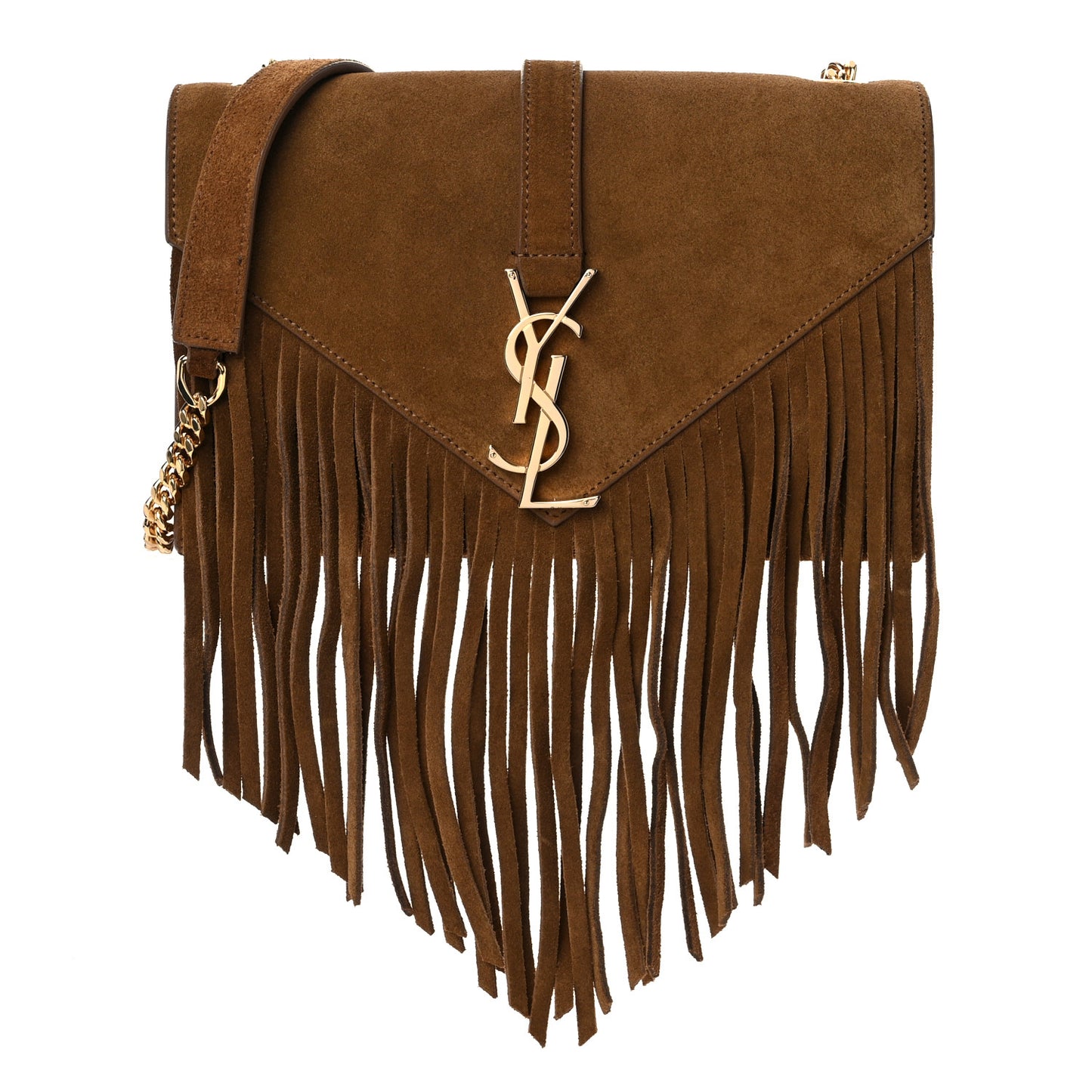 Suede Fringe Baby Monogram Satchel Light Ocre