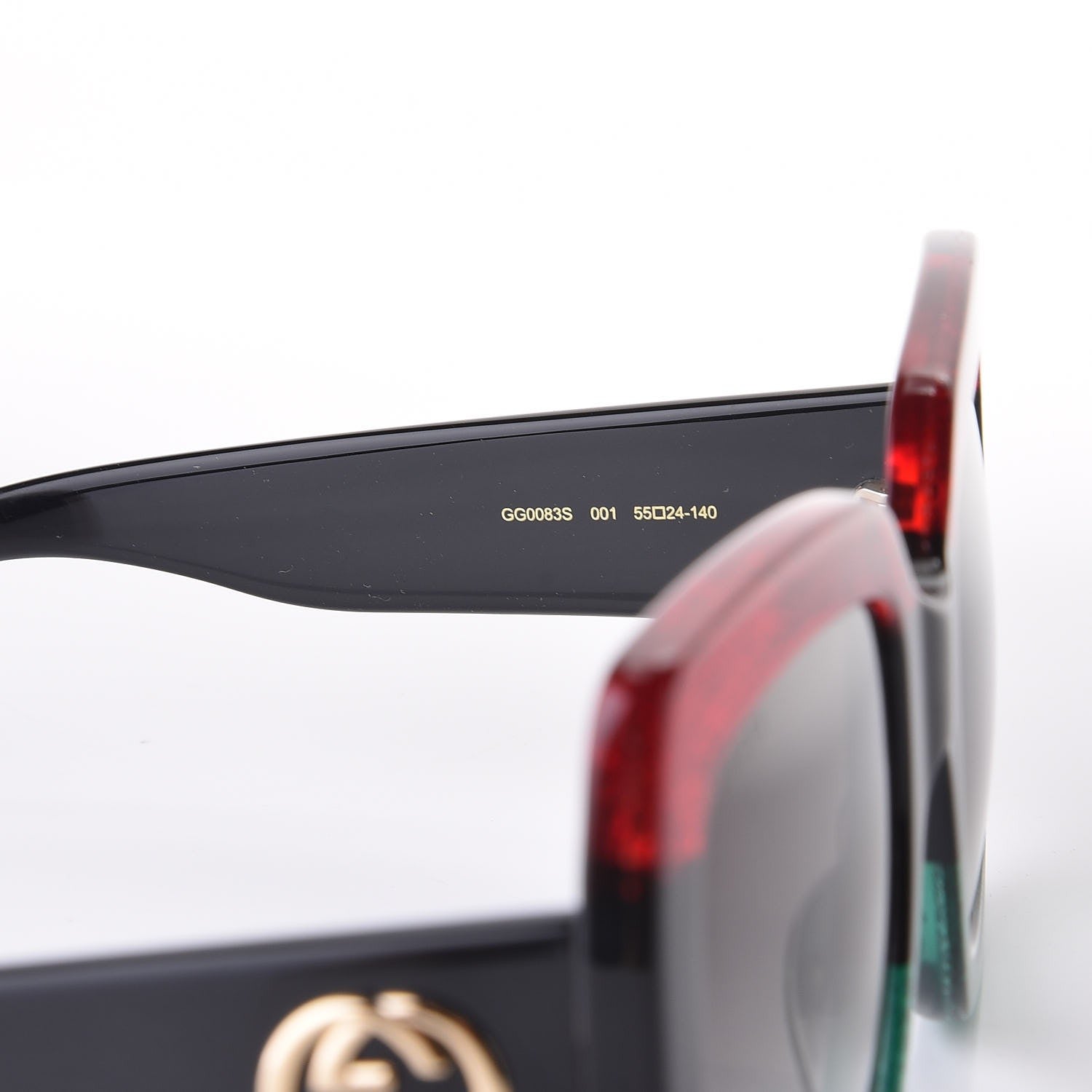 Gucci Square Frame GG0083S Sunglasses Glitter Red Black Green 7 of 8