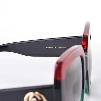 Gucci Square Frame GG0083S Sunglasses Glitter Red Black Green 7 of 8