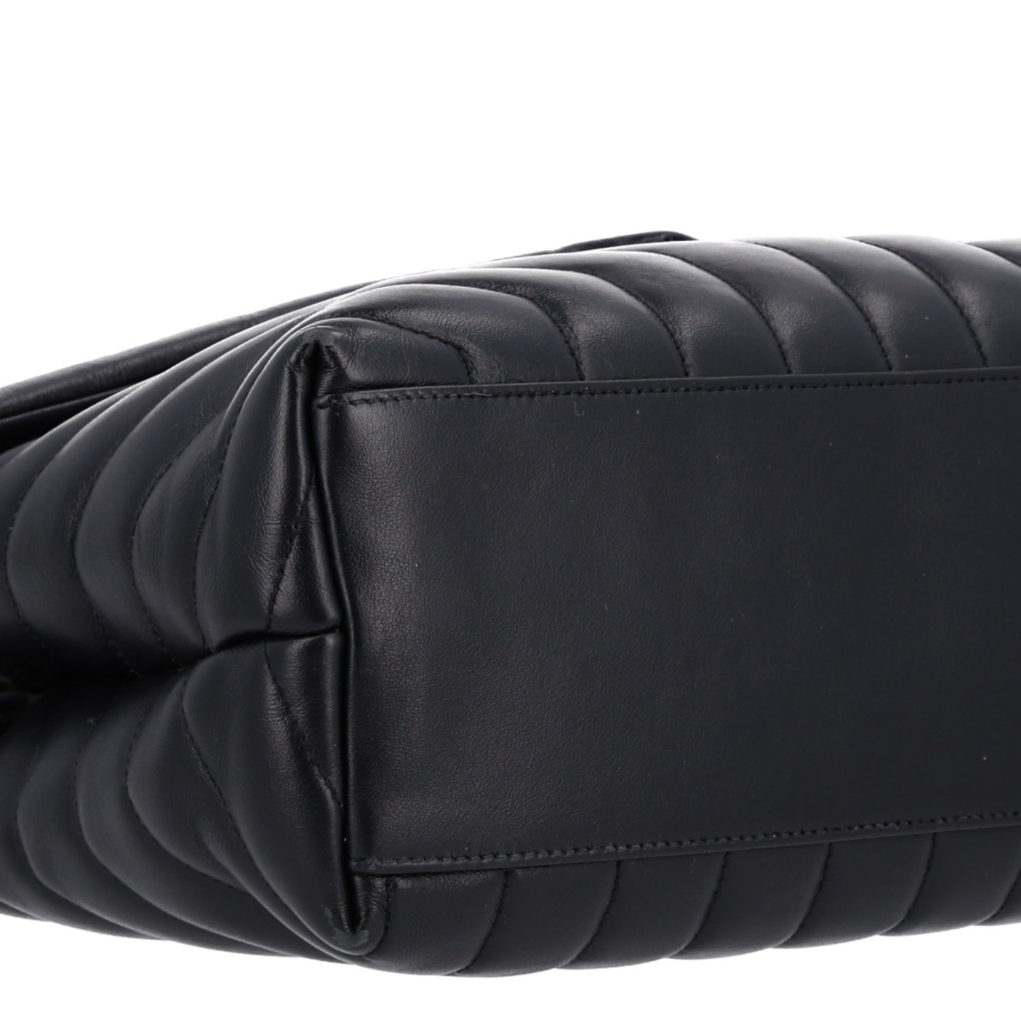 Calfskin Y Quilted Monogram Medium Loulou Chain Satchel Black